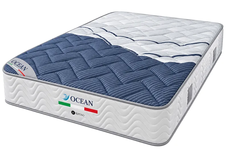 Matelas roulé italien OCÉAN, face bleue et face claire